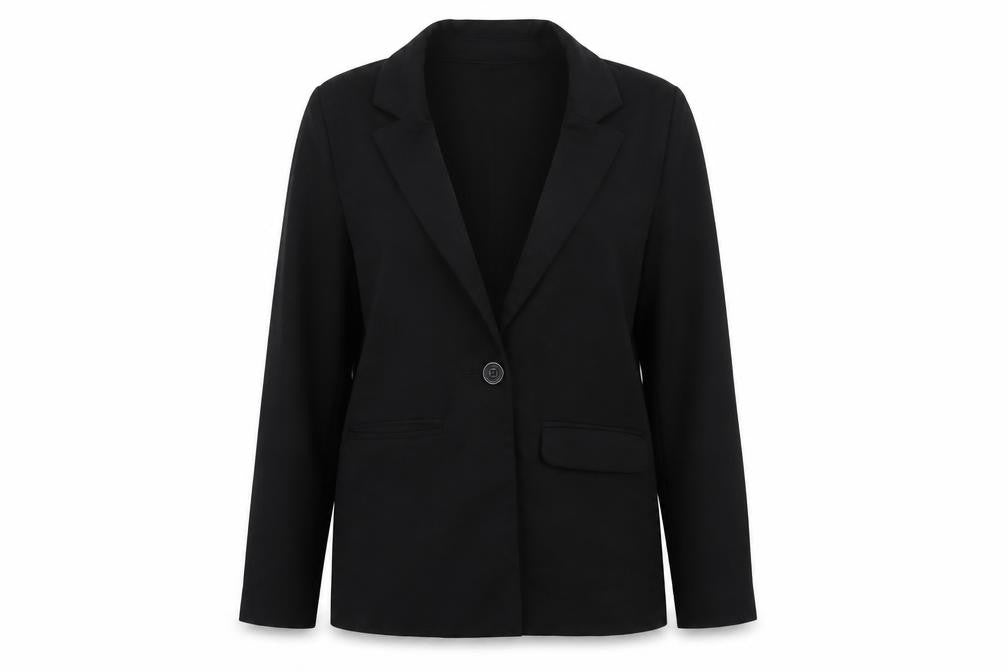 Front view of Divided Women Black Blazer, size 8, Single-Breasted