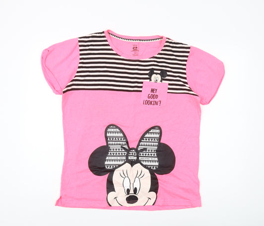 Disney Women's Pink Minnie Mouse T-Shirt, L, Casual