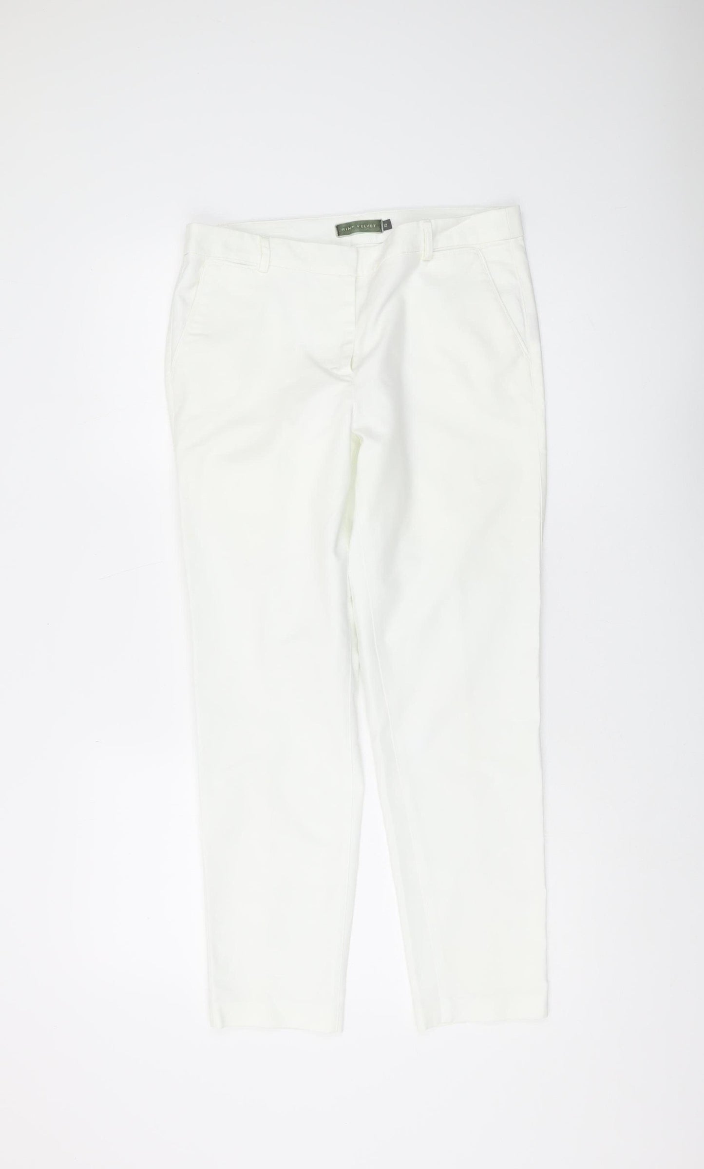 Mint Velvet Women's Cropped White Trousers Size 12