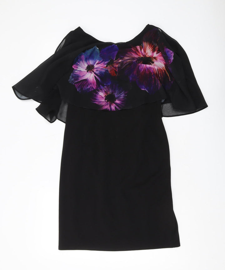Wallis Petite Black Floral Shift Dress - Women 8