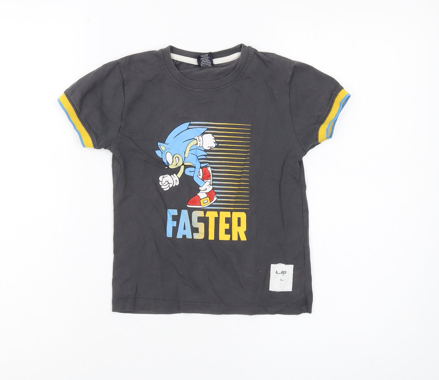 A-FIRST Boys Black Sonic Short Sleeve T-Shirt, 5 Years