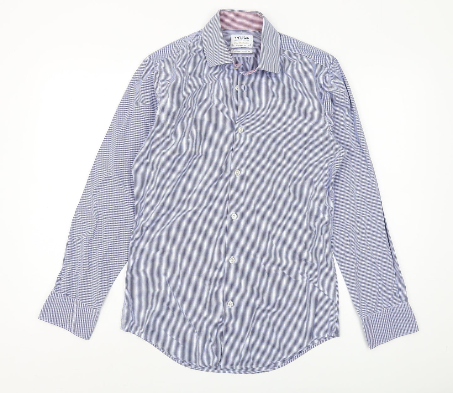 T.M. Lewin Men's Blue Check Slim Fit Shirt 15