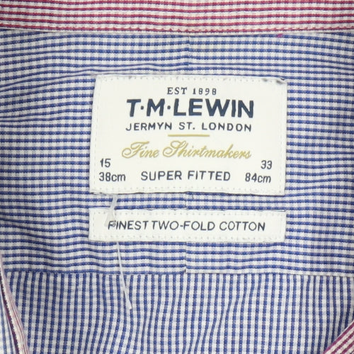 T.M. Lewin Men's Blue Check Slim Fit Shirt 15