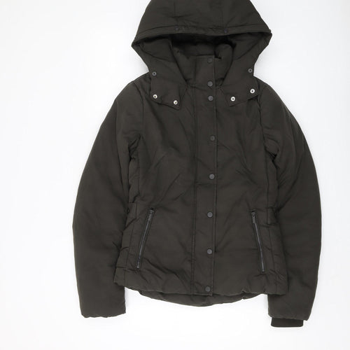 H&M Women's Green Puffer Jacket Size 8 Winter Casual