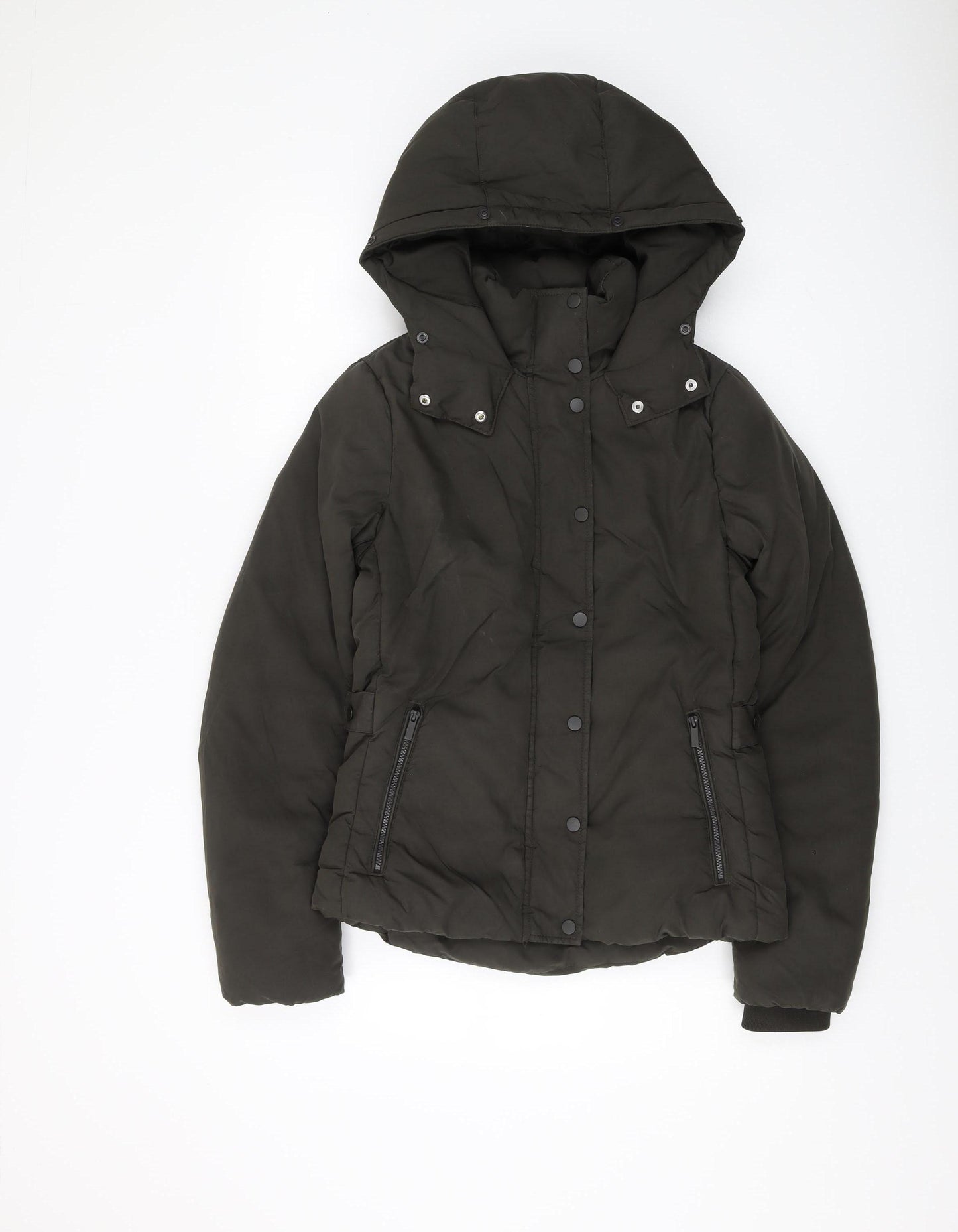 H&M Women's Green Puffer Jacket Size 8 Winter Casual