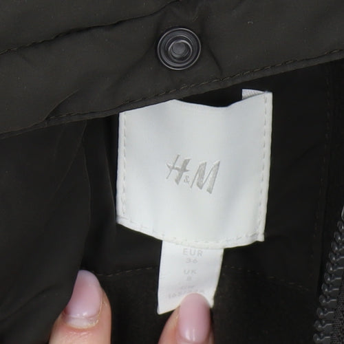 H&M Women's Green Puffer Jacket Size 8 Winter Casual