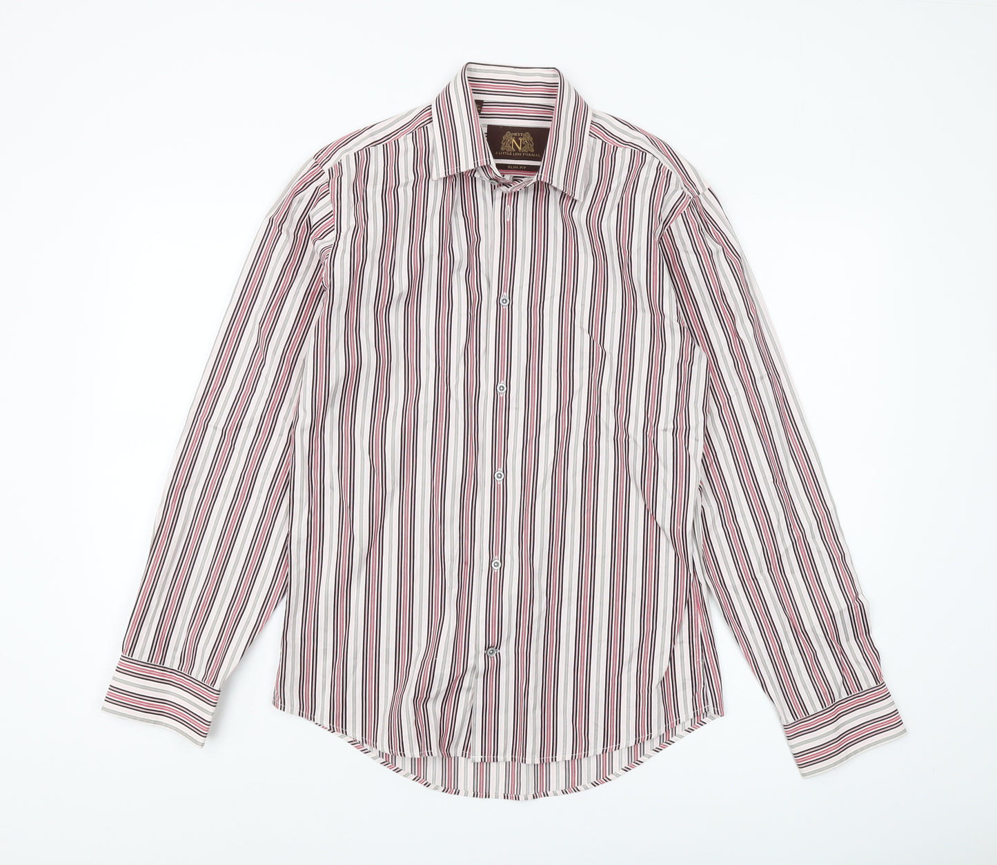 Next Men's Multicoloured Striped Slim Fit Shirt