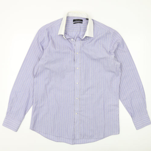 Dehavilland Men's Purple Striped Long Sleeve Shirt
