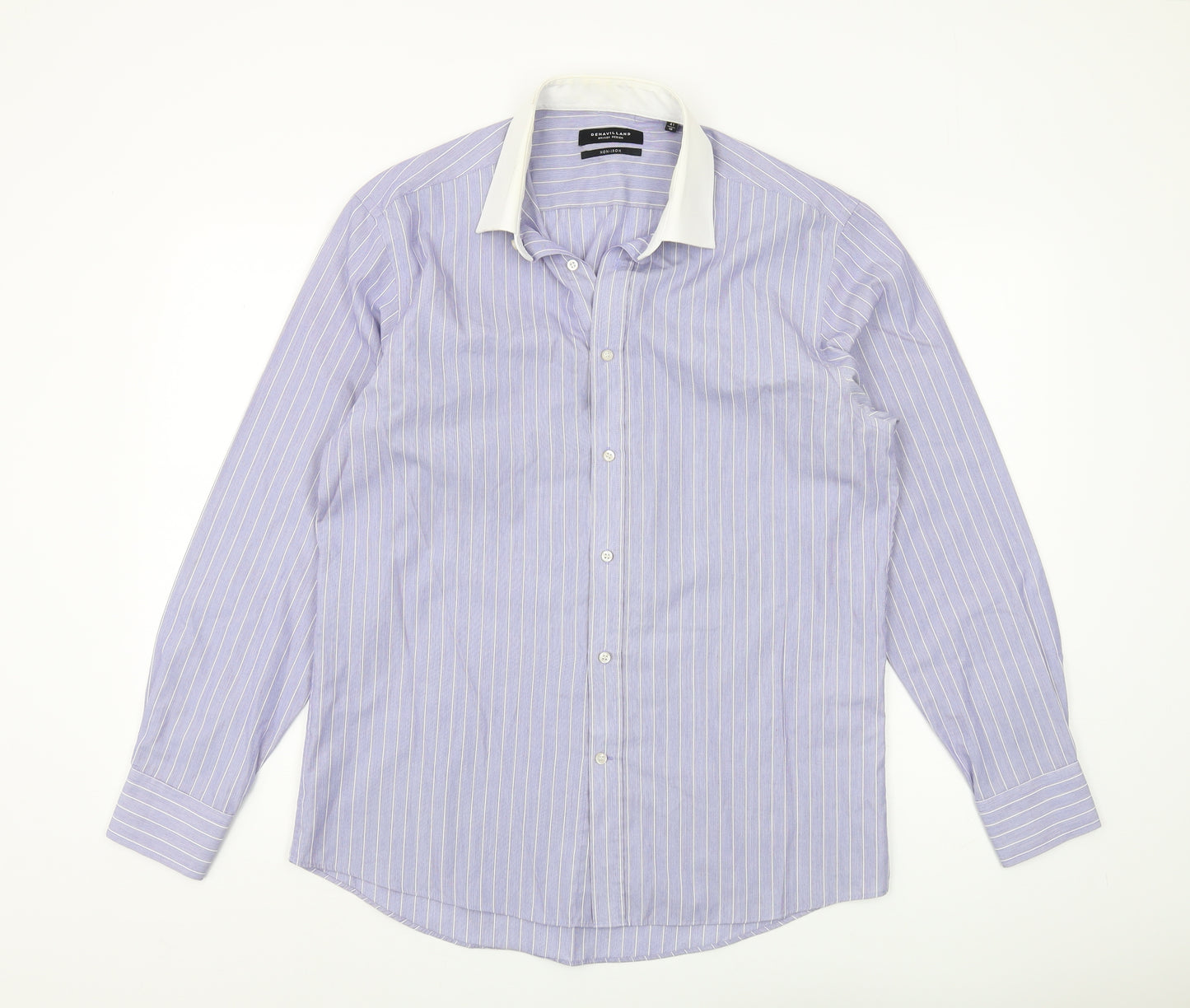 Dehavilland Men's Purple Striped Long Sleeve Shirt