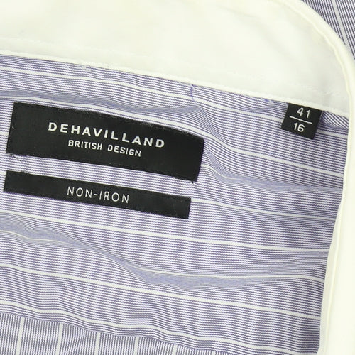 Dehavilland Men's Purple Striped Long Sleeve Shirt