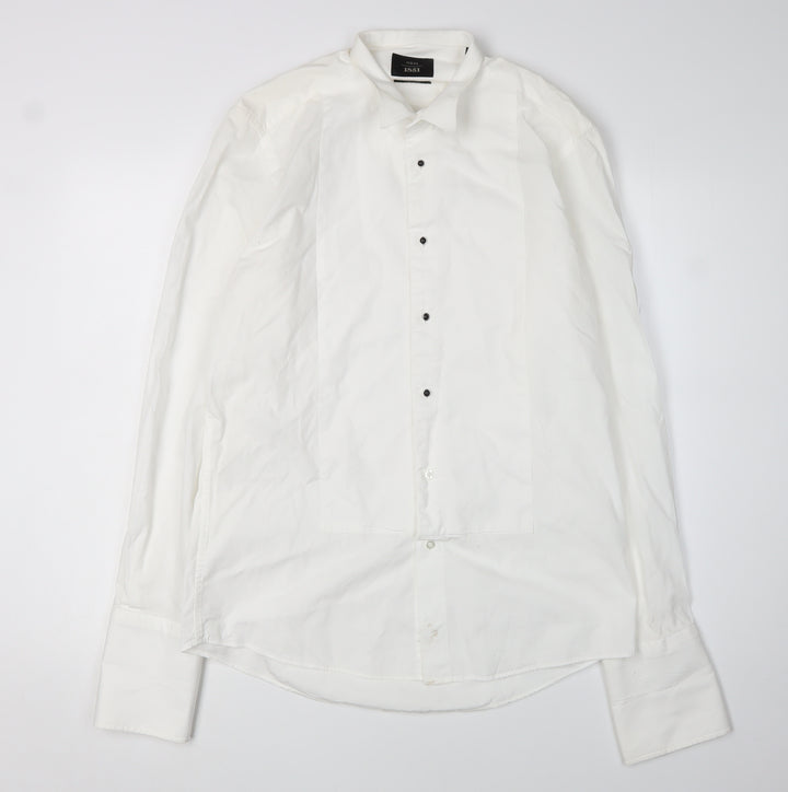 Moss 1851 Men's White Formal Dress Shirt, Size 39