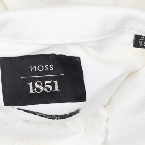 Moss 1851 Men's White Formal Dress Shirt, Size 39