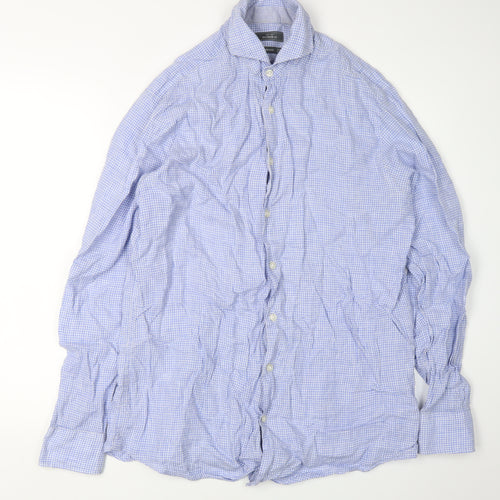 John Lewis Men's Blue Check Slim Fit Long Sleeve Shirt 15.5
