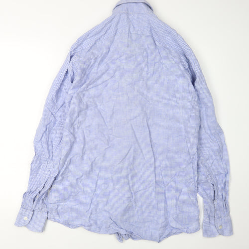 John Lewis Men's Blue Check Slim Fit Long Sleeve Shirt 15.5