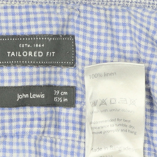 John Lewis Men's Blue Check Slim Fit Long Sleeve Shirt 15.5