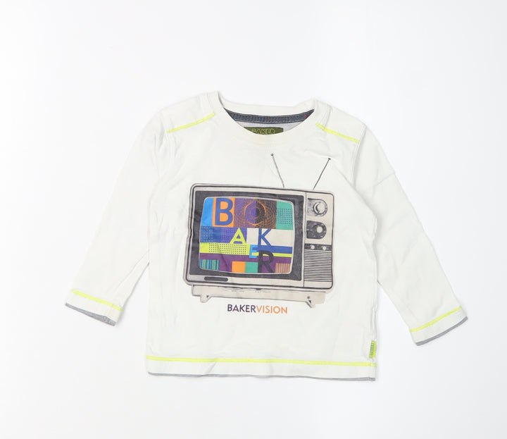 Baker by Ted Baker Unisex White Graphic T-Shirt 12-18 Months