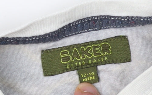Baker by Ted Baker Unisex White Graphic T-Shirt 12-18 Months