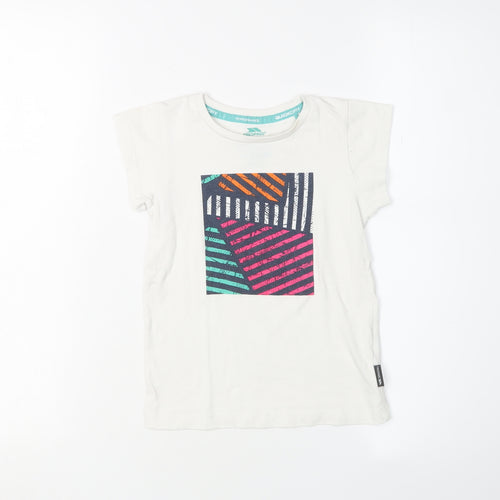 Trespass Girls' White Graphic T-Shirt, Size 5-6 Short Sleeve