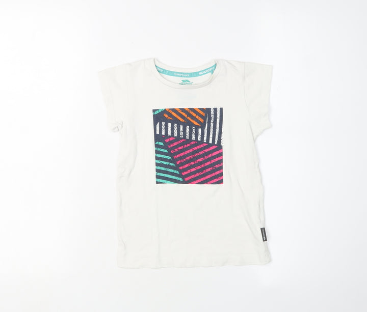 Trespass Girls' White Graphic T-Shirt, Size 5-6 Short Sleeve