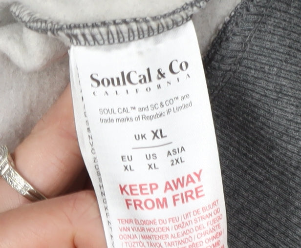 SoulCal & Co Men's Grey XL Full Zip Hoodie - Stylish & Comfy