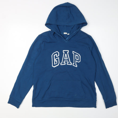 GAP Boys Blue Hooded Pullover Hoodie M - Iconic Logo Style