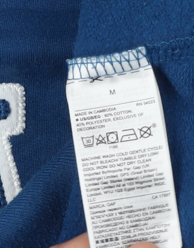 GAP Boys Blue Hooded Pullover Hoodie M - Iconic Logo Style