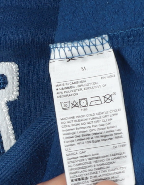 GAP Boys Blue Hooded Pullover Hoodie M - Iconic Logo Style