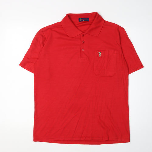 Moda Impresion Men's Red Polo Medium Short Sleeve Casual