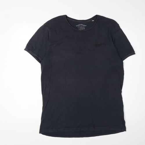 Firetrap Men's Black Crew Neck T-Shirt, Size L, Regular Fit