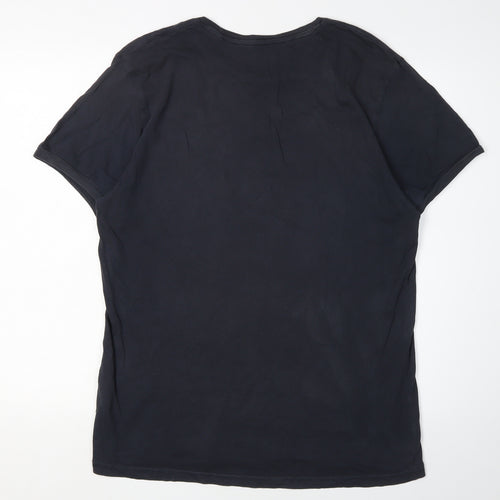 Firetrap Men's Black Crew Neck T-Shirt, Size L, Regular Fit