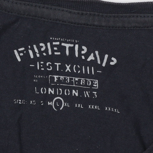 Firetrap Men's Black Crew Neck T-Shirt, Size L, Regular Fit