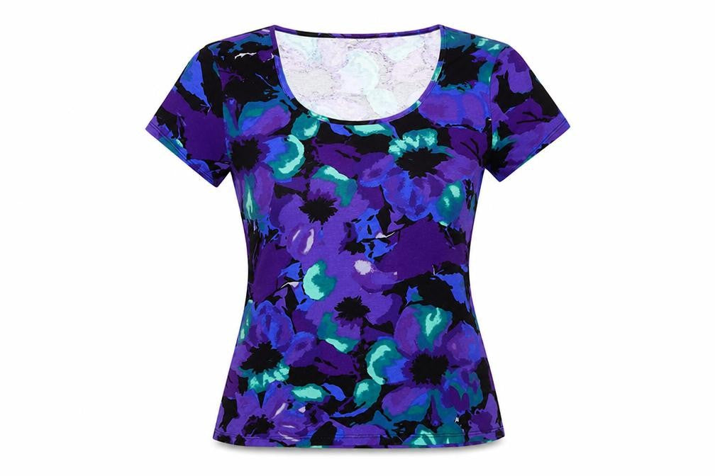 Front view of Precis Women Multicoloured Floral T-Shirt, size L