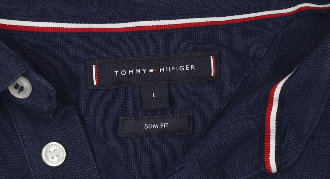 Tommy Hilfiger Men's Blue Slim Fit Polo Shirt Size L