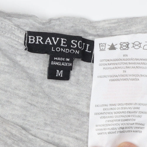 Brave Soul Women's Grey T-Shirt, Size M, Classic Style