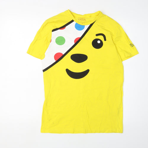George Men's Yellow Cartoon Graphic T-Shirt, Size S