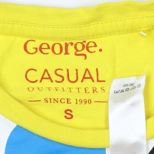 George Men's Yellow Cartoon Graphic T-Shirt, Size S
