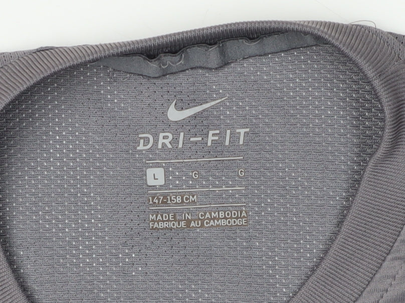 Nike Boys Grey Dri-FIT Sports T-Shirt - Size L