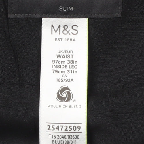 Marks and Spencer Men's Blue Slim Dress Pants