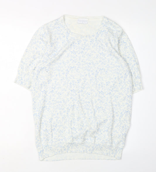 Cotswold Women Blue Floral Jumper S Cotton Acrylic