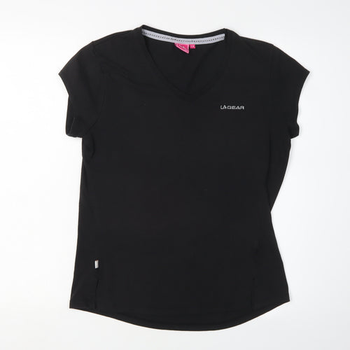 LA Gear Women's Black V-Neck T-Shirt Size 14