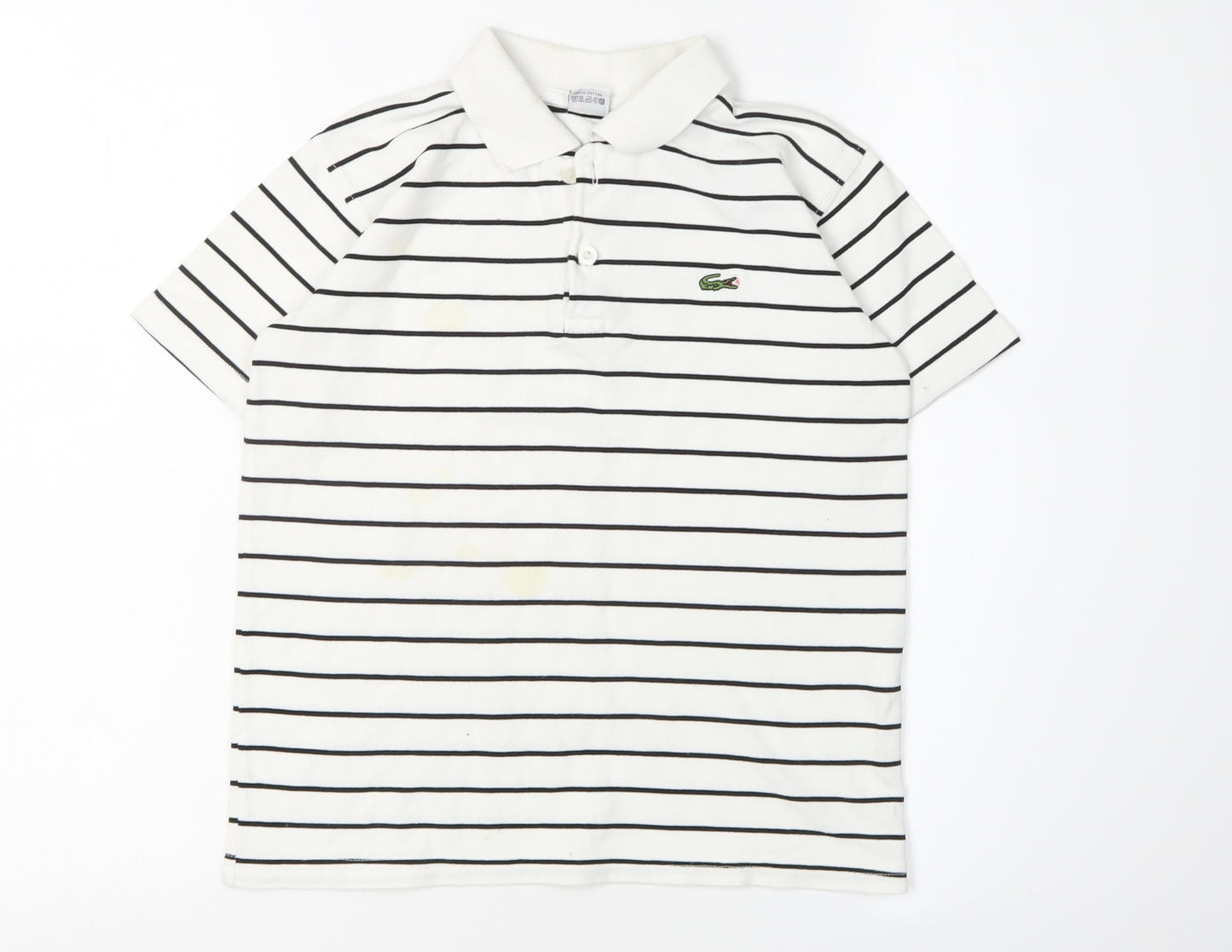 Lacoste Boys White Striped Polo Shirt 12 Years