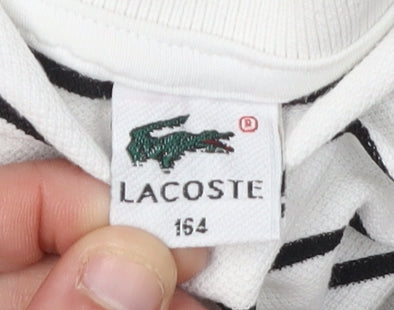 Lacoste Boys White Striped Polo Shirt 12 Years