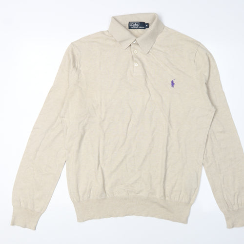 Polo by Ralph Lauren Men's Beige Polo Jumper M