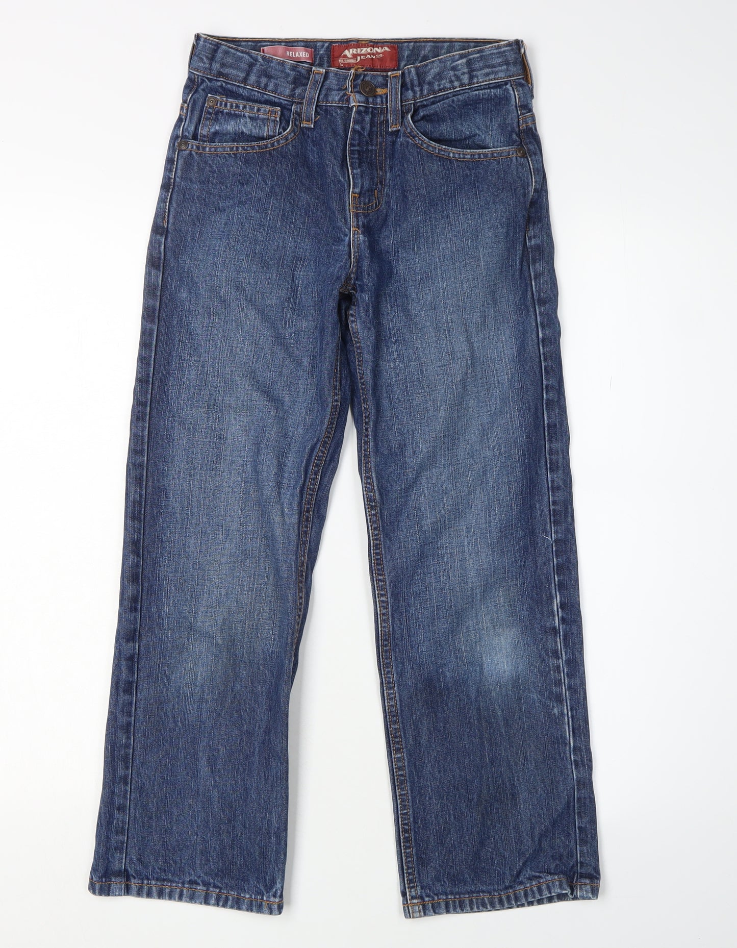 Arizona Boys Blue Straight Denim Jeans, Size 10 Regular Fit