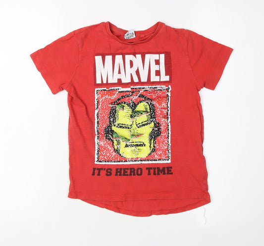 Front view of Next boys’ red marvel iron man graphic t-shirt 7 years