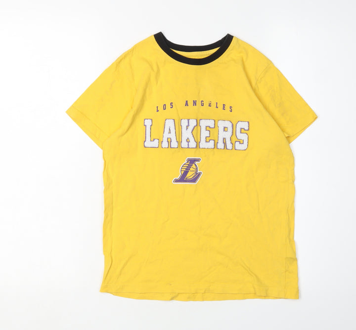 NBA Boys Yellow Lakers T-Shirt 9-10 Years Sports Graphic