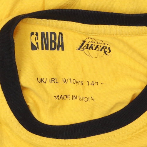 NBA Boys Yellow Lakers T-Shirt 9-10 Years Sports Graphic