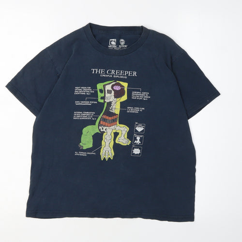 JINX Boys Blue Minecraft Graphic T-Shirt 2XS