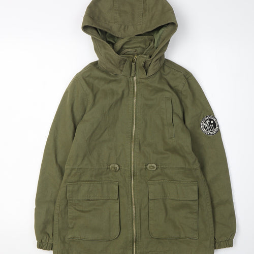 H&M Girls Green Parka Coat 10 Years Long Hooded