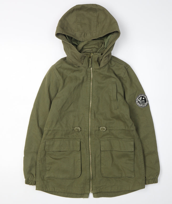 H&M Girls Green Parka Coat 10 Years Long Hooded